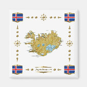 Iceland Map + Flags Magnet (Vorne)