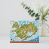 Iceland Map Postcard Postkarte (Stehend Vorderseite)