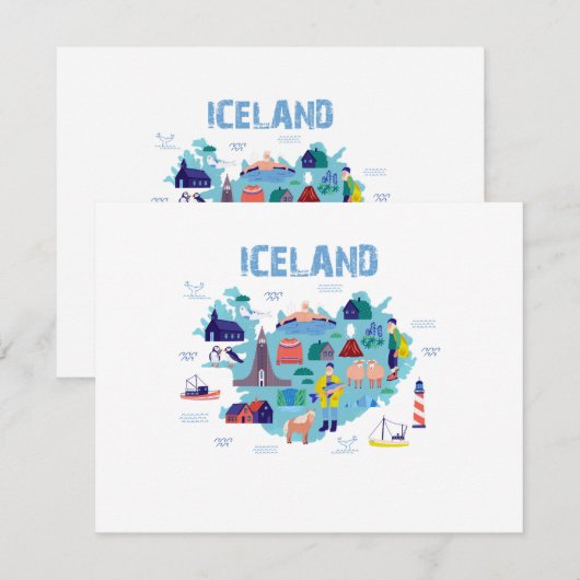 Iceland map RSVP karte (Vorne/Hinten)