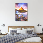 Iceland sunset, beautiful landscape with waterfall leinwanddruck (Insitu (Schlafzimmer))