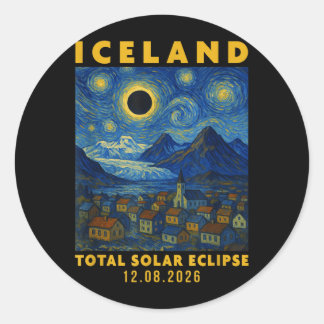 Iceland Total Solar Eclipse 2026 Runder Aufkleber