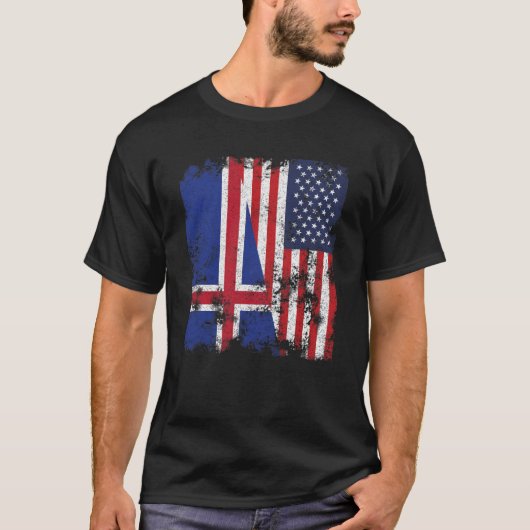 Iceland USA Flag - Half American T-Shirt (Vorderseite)
