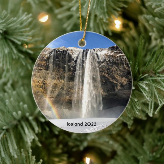 Iceland waterfall - ceramic ornament (Baum)