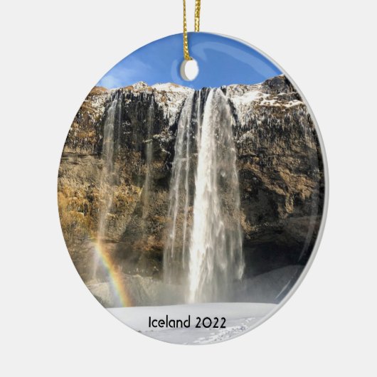 Iceland waterfall - ceramic ornament (Links)