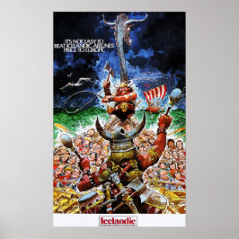ICELANDIC AIRLINES Vikings Low Fare Europe Retro Poster