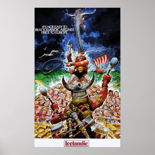 ICELANDIC AIRLINES Vikings Low Fare Europe Retro Poster (Vorne)