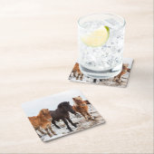 Icelandic Horse during winter on Iceland Rechteckiger Pappuntersetzer (Vor Ort)