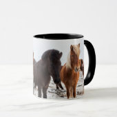 Icelandic Horse during winter on Iceland Tasse (VorderseiteRechts)