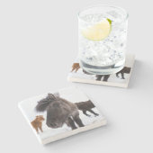 Icelandic Horse portrait Steinuntersetzer (Seitenansicht)