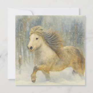 Icelandic Horse Winter Scene Card Feiertagskarte