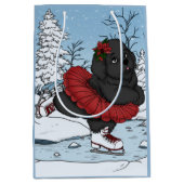 Iceskating Newfundland Welppy Winter Wonderland Mittlere Geschenktüte (Vorderseite)