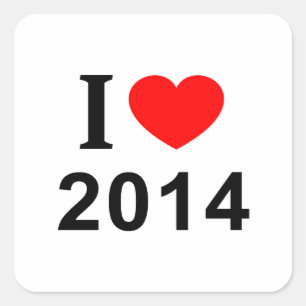 Ich ❤️ 2014 Ich liebe 2014 Ich mag 2014 Quadratischer Aufkleber