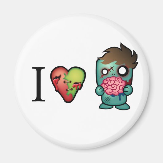 Ich <3 Gehirne- Zombies sind überall! Magnet (Vorne)