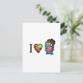 Ich <3 Gehirne- Zombies sind überall! Postkarte (Stehend Vorderseite)