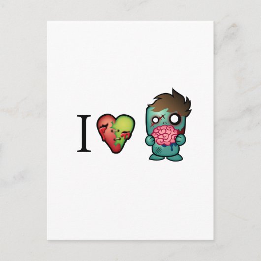 Ich <3 Gehirne- Zombies sind überall! Postkarte (Vorderseite)