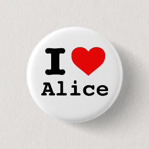 "Ich ❤️ Alice" (Ich liebe Alice) Button