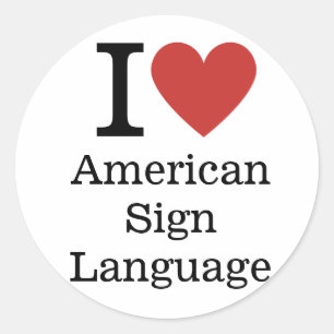Ich ❤️ American Sign Language für Studenten/Fakult Runder Aufkleber