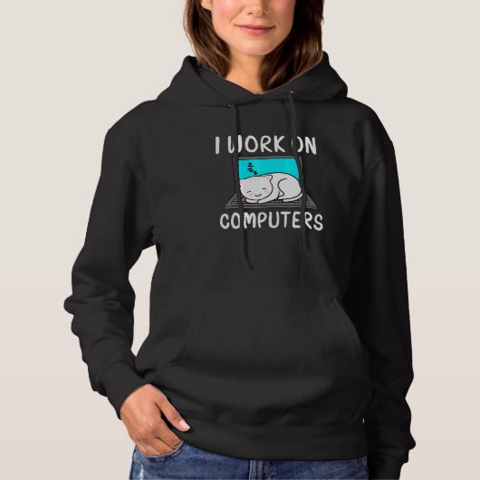 Ich arbeite an Computer Cat - Cat Accessories Stat Hoodie (Vorderseite)