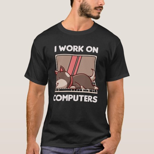 Ich arbeite an Computer-Hunde-Hunde T-Shirt (Vorderseite)