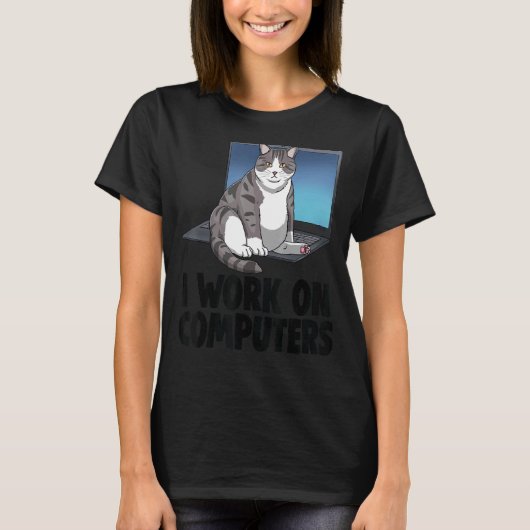 Ich arbeite an Computerkatzenkatze Kitten T-Shirt (Vorderseite)