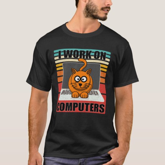 Ich arbeite an Computern, ablenkende Katze auf Lap T-Shirt (Vorderseite)