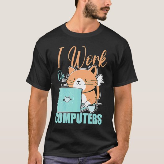 Ich Arbeite An Computern Katze Katze Programmier T-Shirt (Vorderseite)