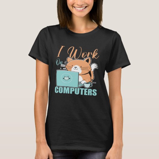 Ich Arbeite An Computern Katze Katze Programmier T-Shirt (Vorderseite)