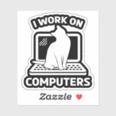 Ich Arbeite An Computern Lustige Katze Aufkleber (Blatt)