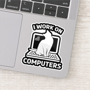 Ich Arbeite An Computern Lustige Katze Aufkleber