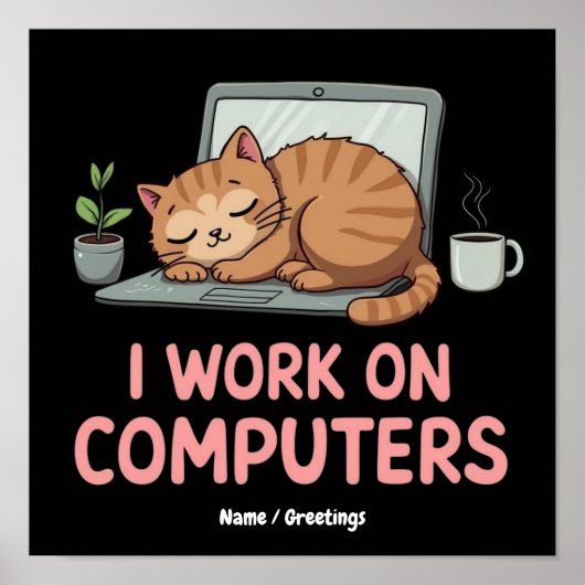 Ich arbeite an Computern lustige Katzen Computer H Poster (Vorne)