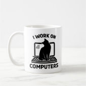 Ich Arbeite An Computern Lustiger Katzenliebhaber Kaffeetasse (Links)