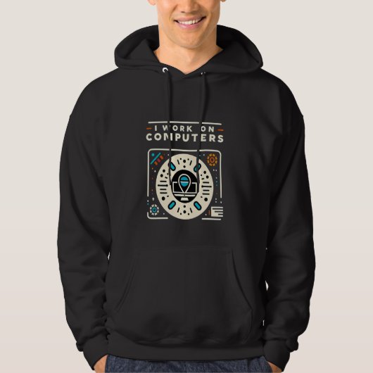 Ich arbeite an Computern Programmierer Technik Kod Hoodie (Vorderseite)