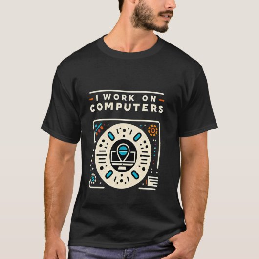Ich arbeite an Computern Programmierer Technik Kod T-Shirt (Vorderseite)