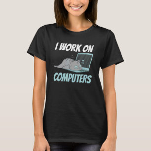 Ich arbeite an Computern Smart Tech Kitty Cat Feli T-Shirt