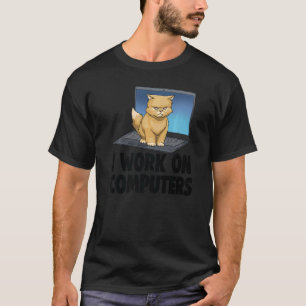 Ich Arbeite An Computern Wütende Katze Katze Kät T-Shirt