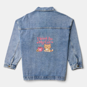 Ich arbeite für meine Katze – Süßes Kawaii-Katzend Jeansjacke