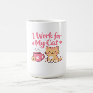 Ich arbeite für meine Katze – Süßes Kawaii-Katzend Kaffeetasse