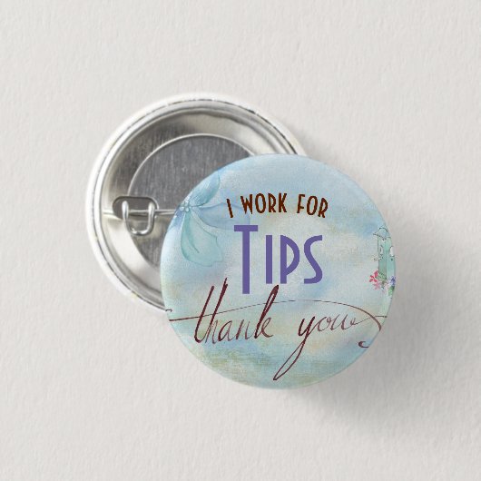 Ich arbeite für Spitze-Nahrungsmittelserver-Knopf Button (Vorne & Hinten)