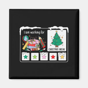 Ich arbeite für Weihnachtsferien 5 Sterne Xmas-Bau Magnet