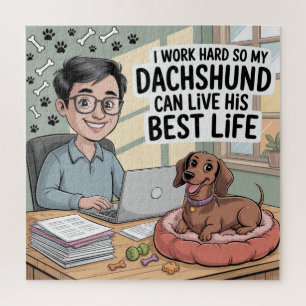 Ich arbeite hart, damit mein Dachshund sein bestes Puzzle