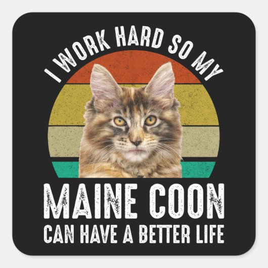 Ich arbeite hart, damit mein Hauptcoon ein bessere Quadratischer Aufkleber (Vorderseite)