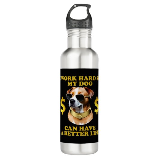 Ich arbeite hart, damit mein Hund ein besseres Leb Edelstahlflasche (Vorderseite)