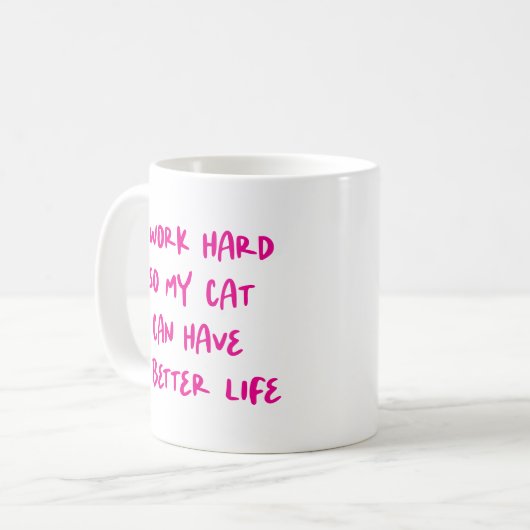 "Ich arbeite hart..." Funny Cat Lovers & Co-Worker Kaffeetasse (Vorderseite Links)