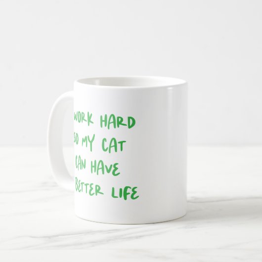 "Ich arbeite hart..." Funny Cat Lovers & Co-Worker Kaffeetasse (Vorderseite Links)