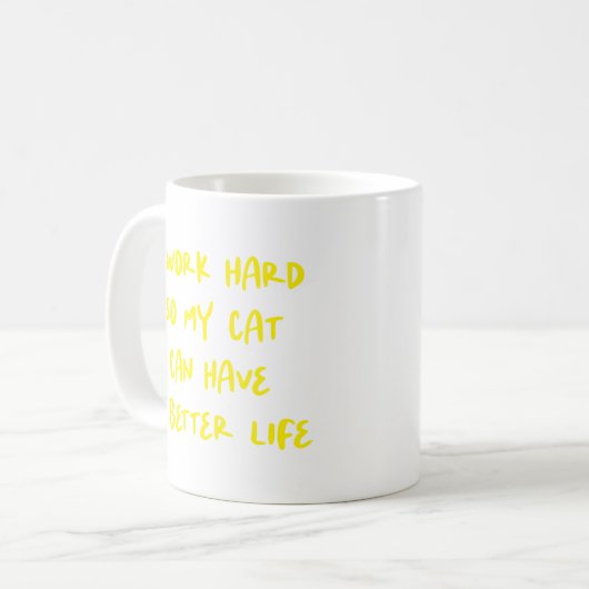"Ich arbeite hart..." Funny Cat Lovers & Co-Worker Kaffeetasse (Vorderseite Links)