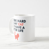 Ich arbeite hart funny Cat Zitat für Katzenliebhab Kaffeetasse (Vorderseite Links)