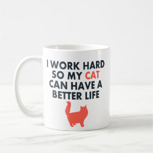 Ich arbeite hart funny Cat Zitat für Katzenliebhab Kaffeetasse