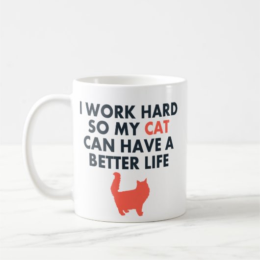 Ich arbeite hart funny Cat Zitat für Katzenliebhab Kaffeetasse (Links)