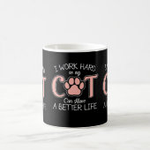 Ich arbeite hart für meine Katze Kitty Funny Cat M Kaffeetasse (Mittel)
