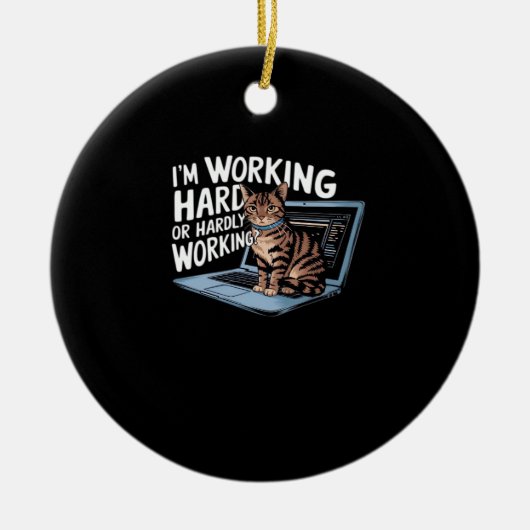 Ich arbeite hart oder arbeite kaum im Baseball ¾-S Keramik Ornament (Vorne)